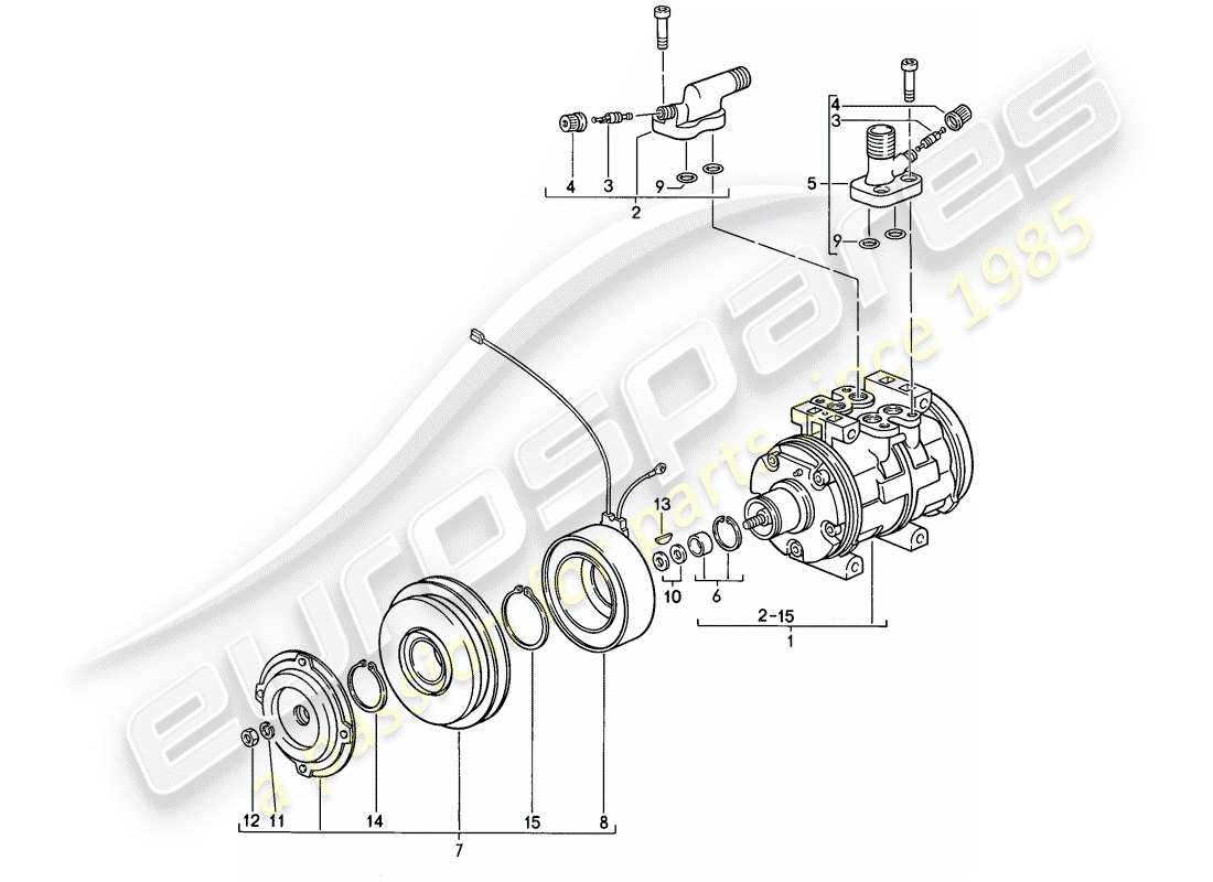 porsche 911 (1986) compressor part diagram