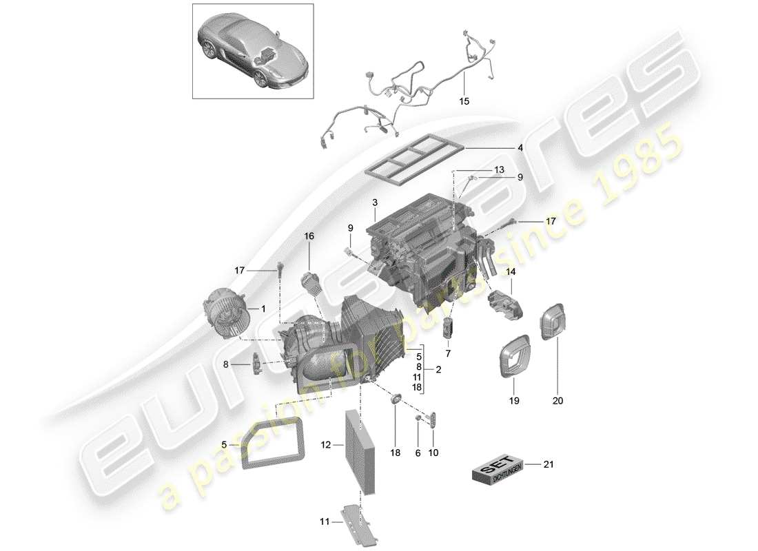 porsche boxster 981 (2014) air conditioner part diagram