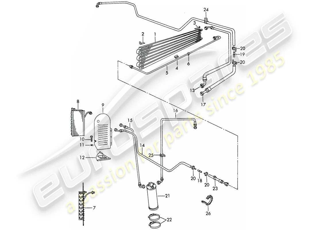 porsche 911/912 (1968) refrigerant circuit - air conditioner - d >> - mj 1968 part diagram