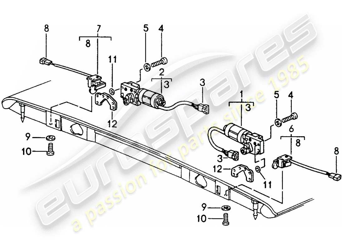 porsche 993 (1994) convertible top - catch part diagram