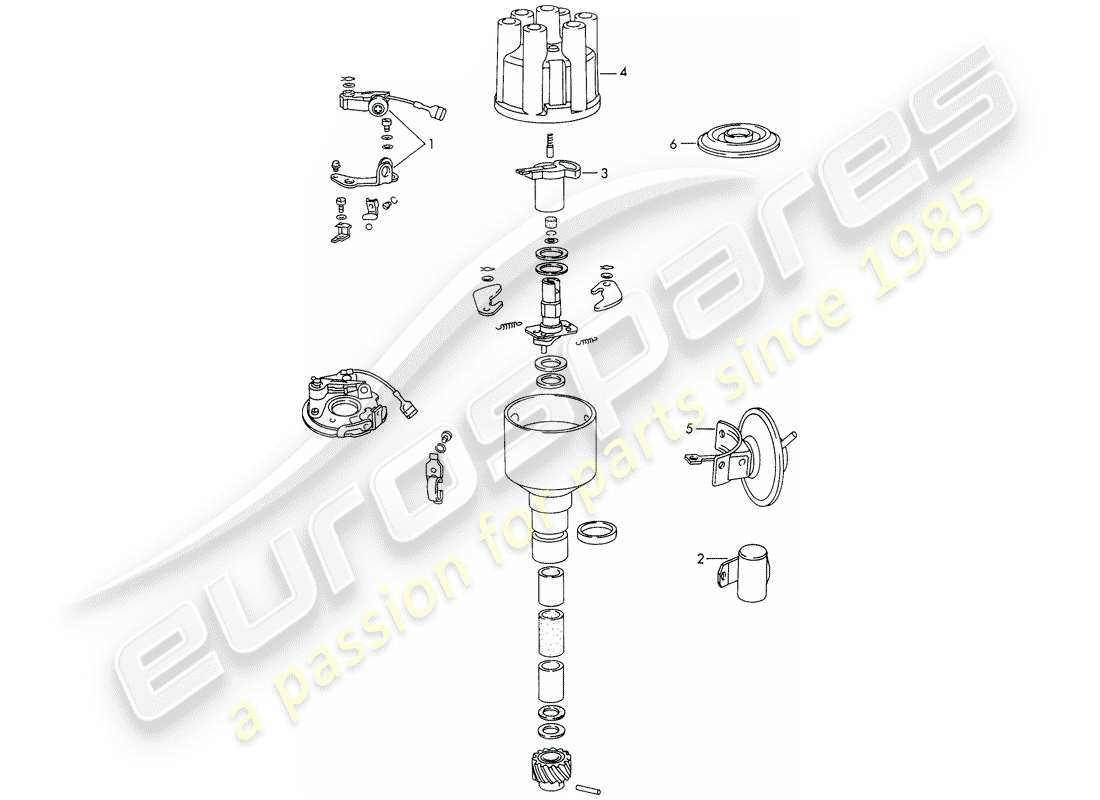 porsche 911/912 (1965) repair material - distributor - - bosch - part diagram