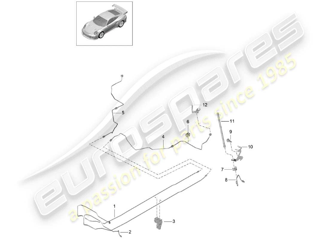 porsche 991 t/gt2rs brake line part diagram