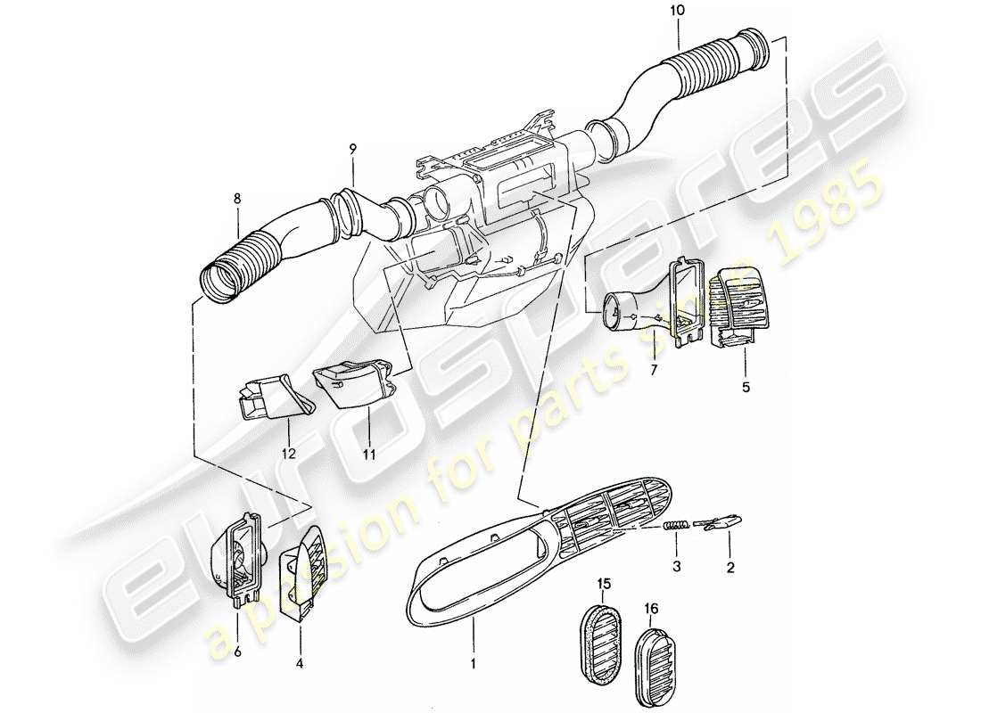 porsche 944 (1990) air duct part diagram