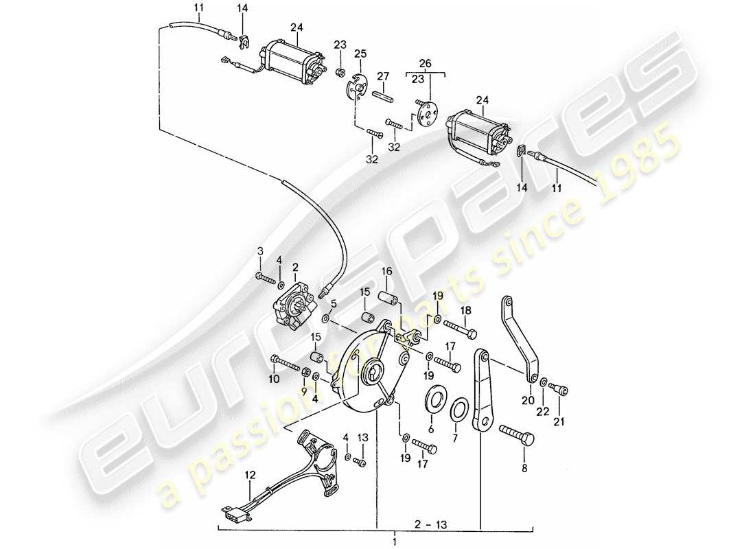 porsche 944 (1990) convertible top control - electric part diagram