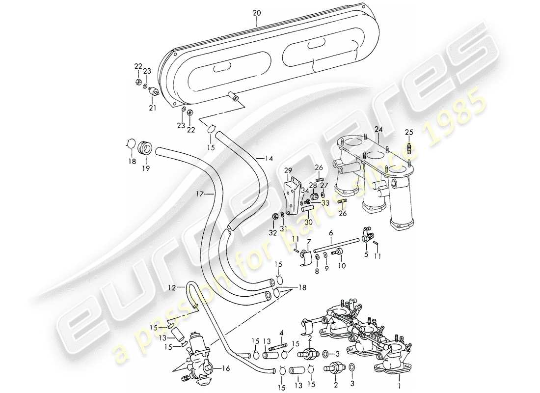 porsche 911/912 (1965) vacuum system - for - clutch release - injection system - for - sportomatic - d - mj 1969>> part diagram