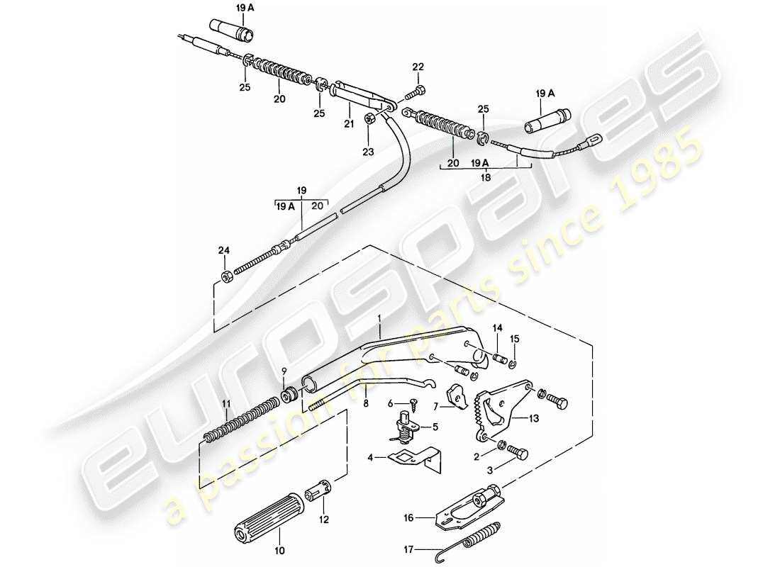 porsche 924s (1986) hand brake lever part diagram