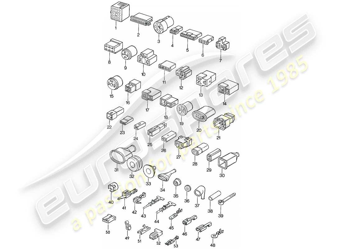 porsche 944 (1983) push-on connector part diagram