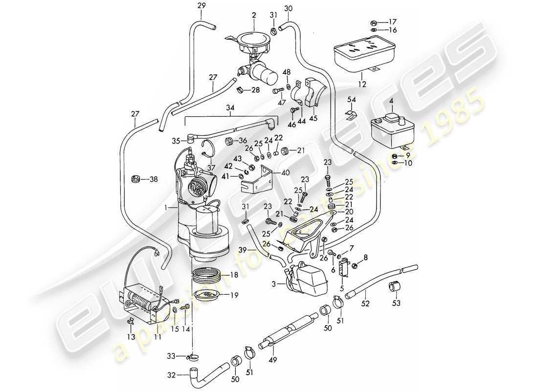 porsche 911/912 (1968) heating and ventilation unit - accessories part diagram