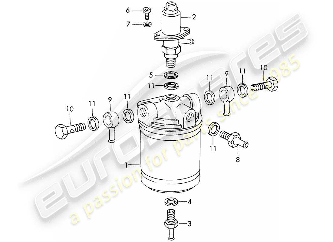 porsche 911/912 (1965) repair material - for - fuel filter - - bosch - - d - mj 1969>> part diagram