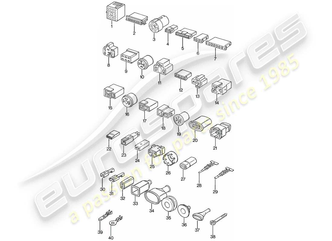 porsche 924 (1978) push-on connector part diagram