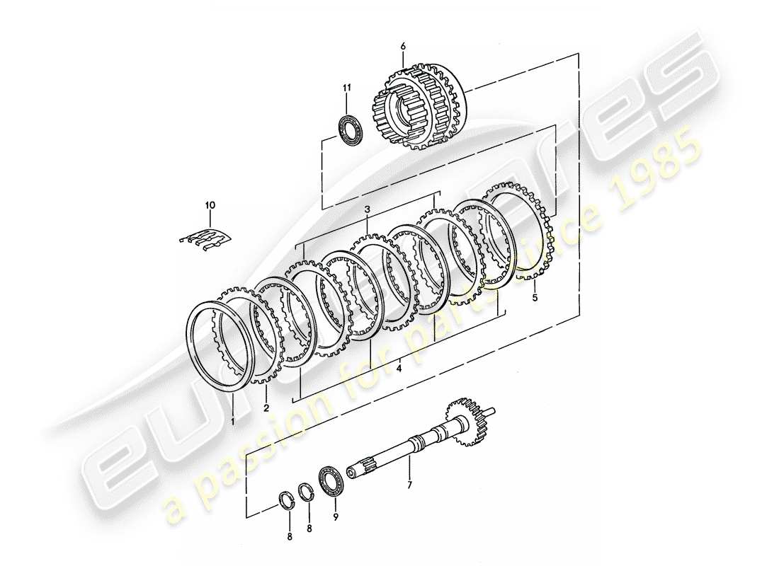 porsche 928 (1990) automatic transmission - drive shaft - gear set part diagram