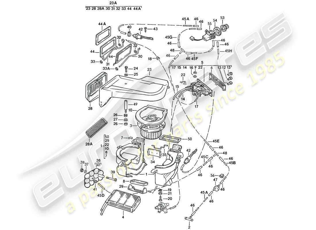 porsche 924 (1977) heater part diagram