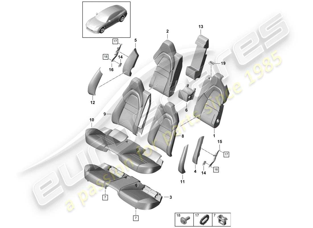 porsche panamera 971 (2020) seat part diagram