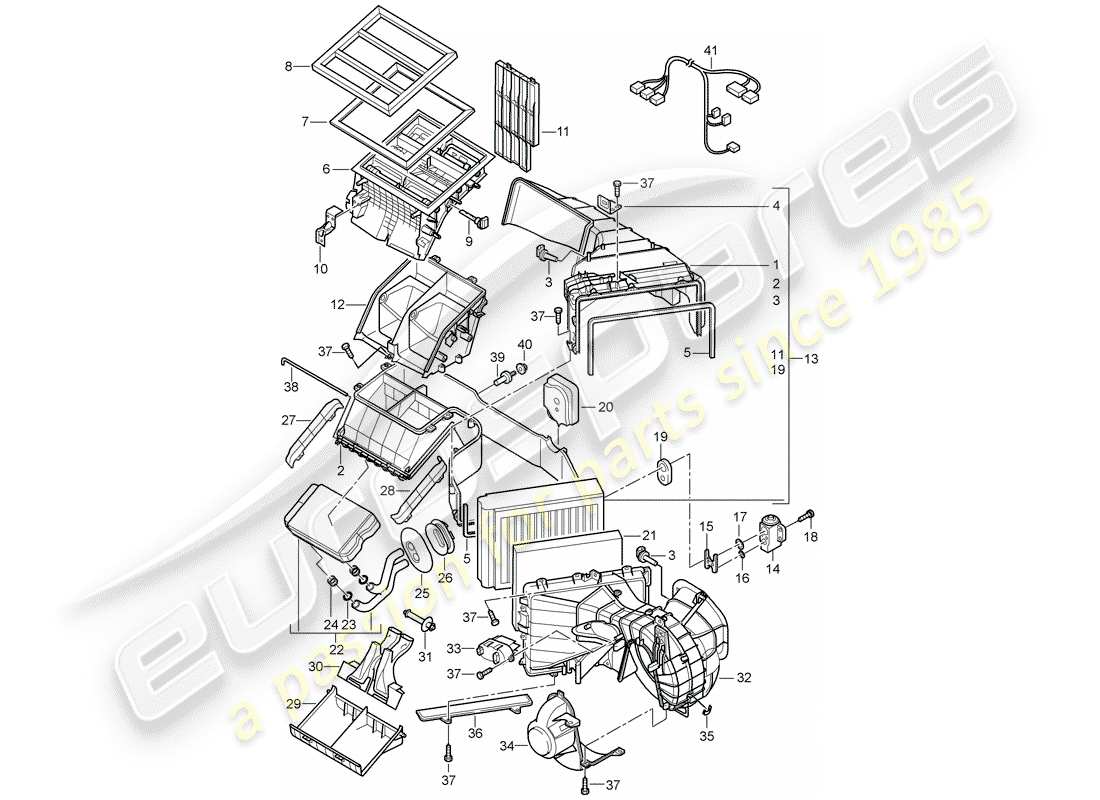 porsche cayenne (2004) heating, air cond. system part diagram