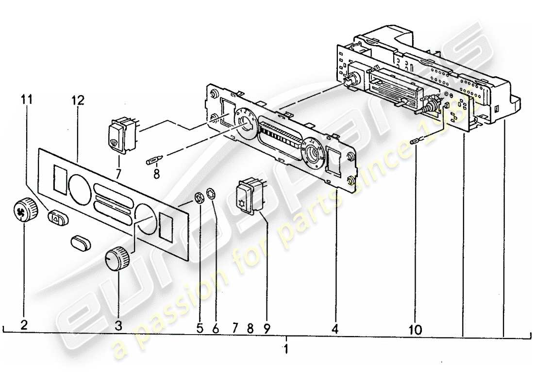 porsche 944 (1990) control switch part diagram