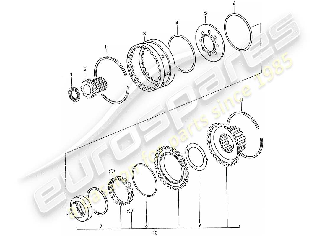 porsche 928 (1989) automatic transmission - freewheel part diagram