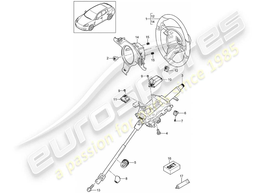 porsche panamera 970 (2010) steering wheels part diagram