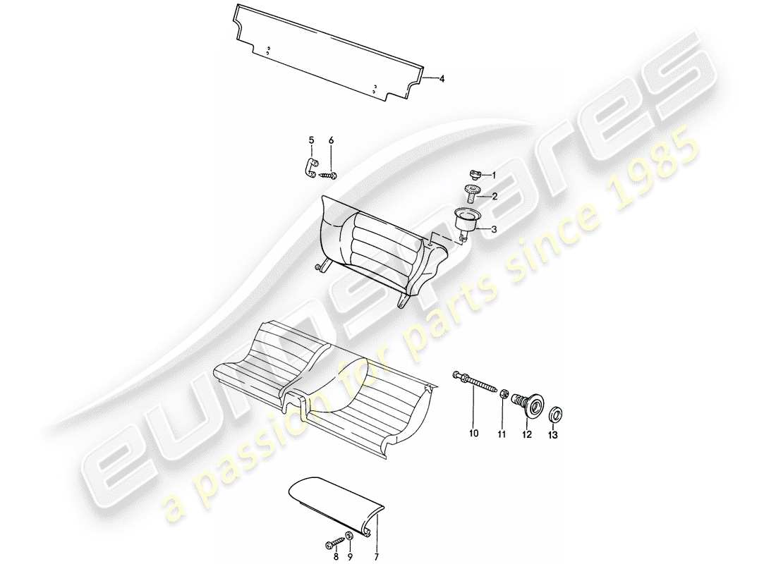 porsche 924s (1986) emergency seat - single parts part diagram