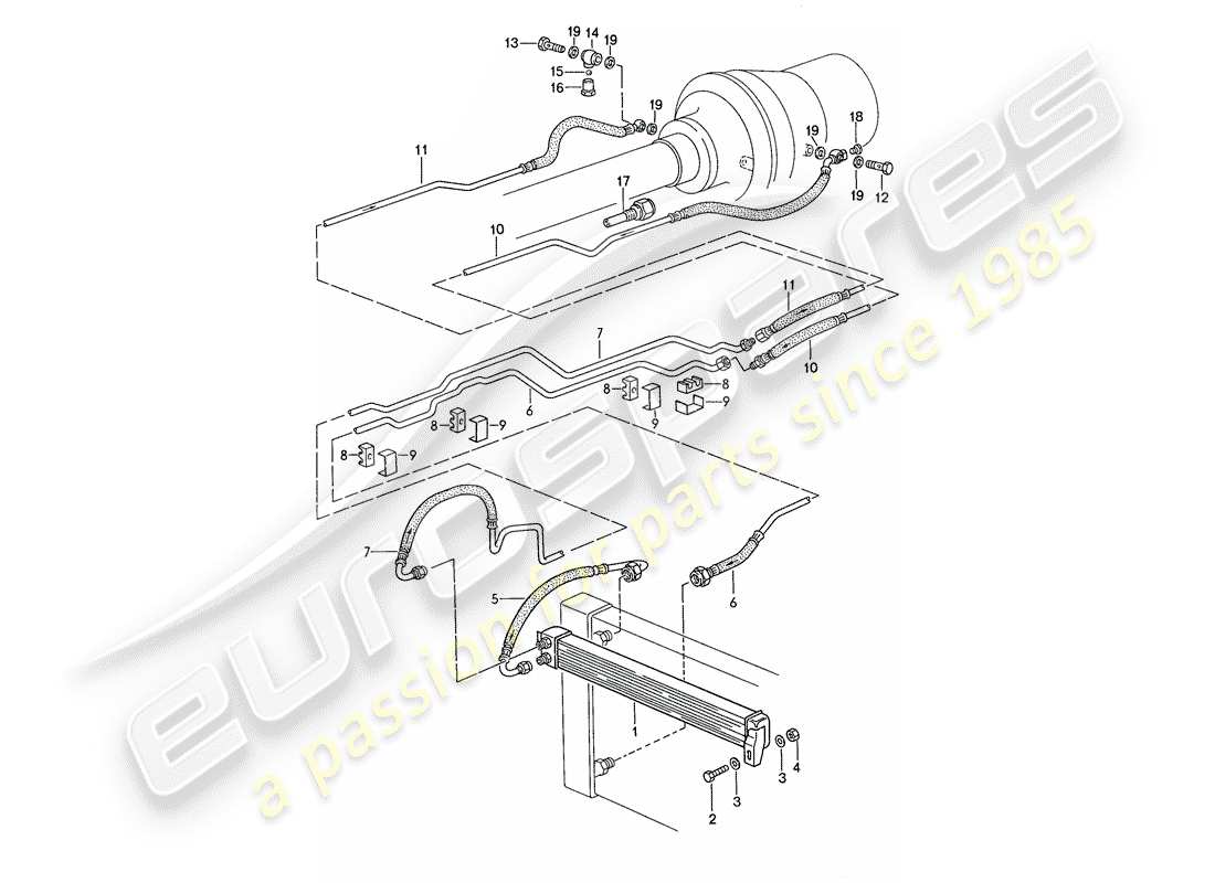 porsche 928 (1991) automatic transmission - atf cooler - atf lines part diagram