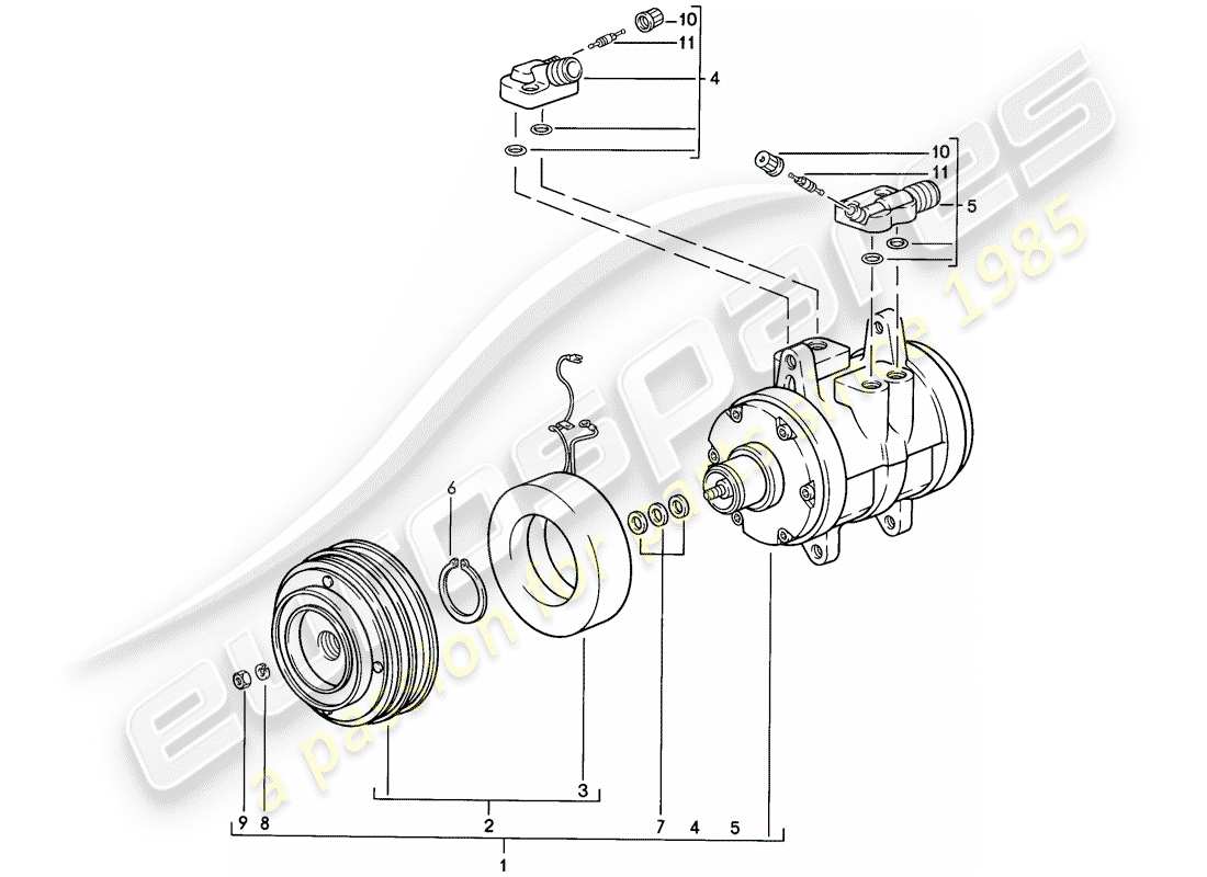 porsche 944 (1982) compressor part diagram