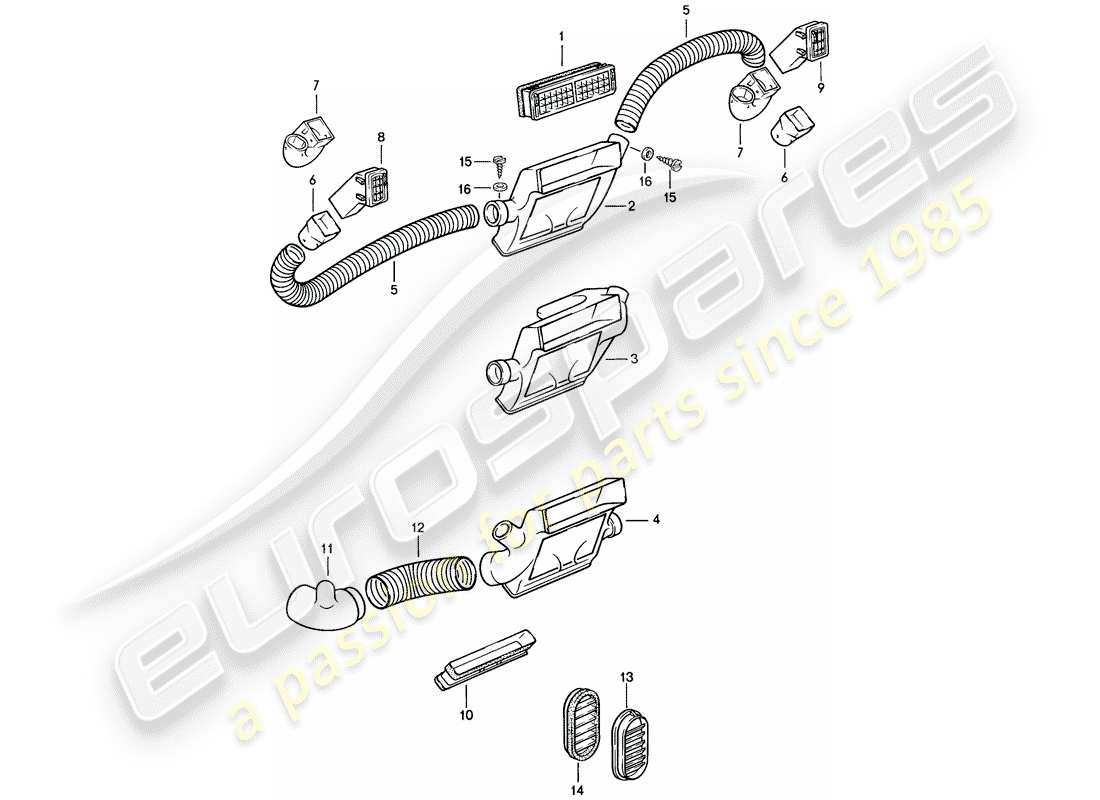 porsche 924s (1987) air duct part diagram