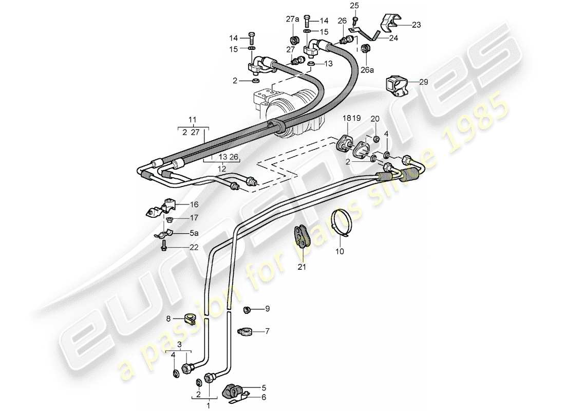 porsche 993 (1995) refrigerant circuit part diagram