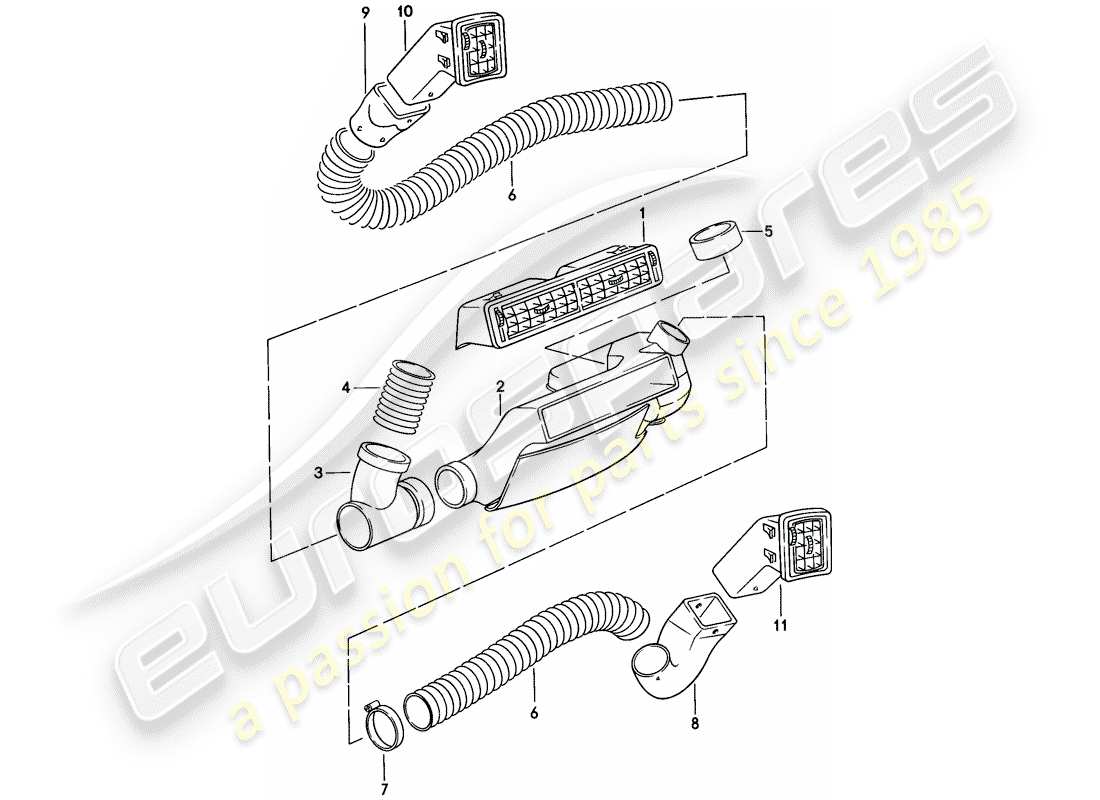 porsche 924 (1979) air vent - air hose part diagram