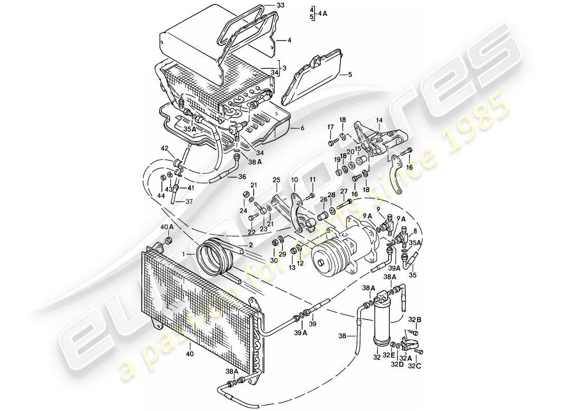 porsche 924 (1977) air conditioner part diagram