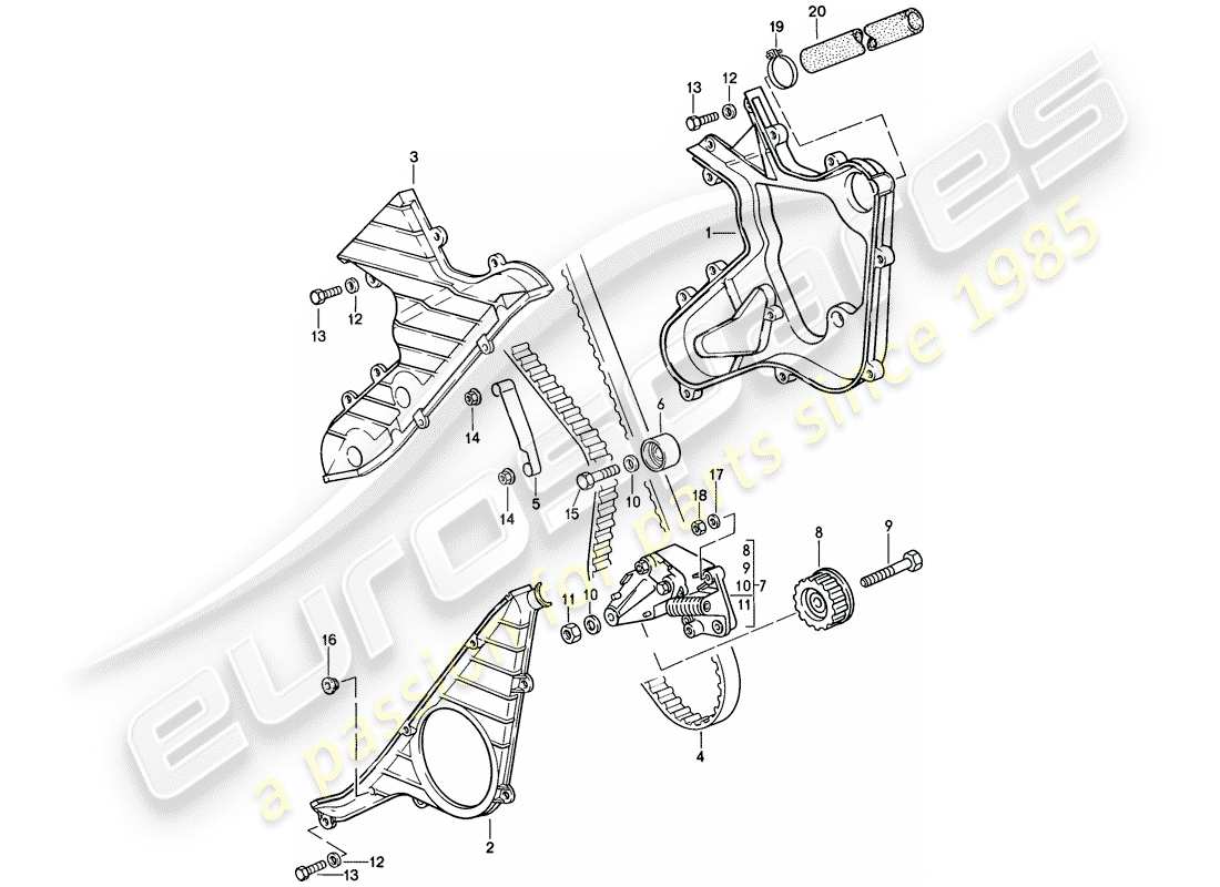 porsche 924s (1987) camshaft - driving mechanism - d - mj 1987>> part diagram