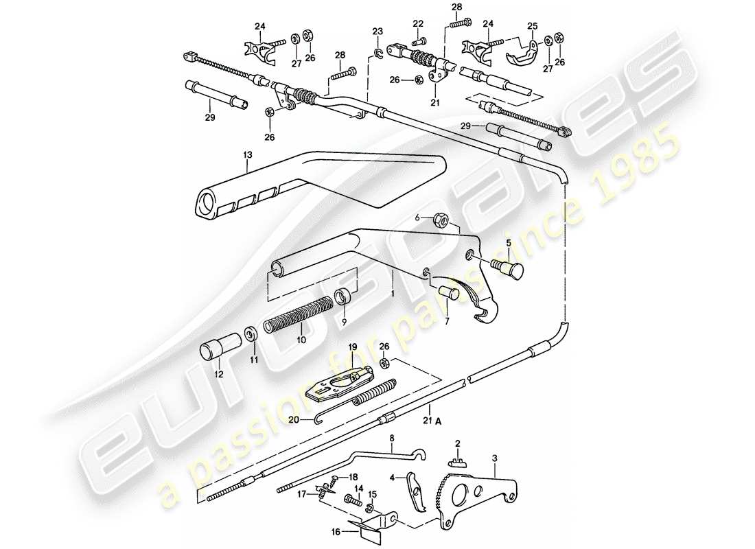 porsche 928 (1985) actuator - handbrake part diagram