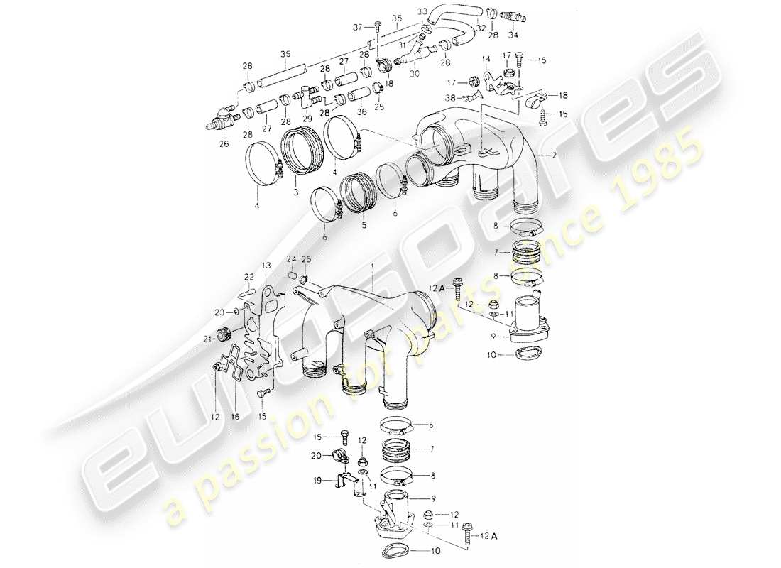 porsche 964 (1993) l-jetronic - intake air distributor part diagram