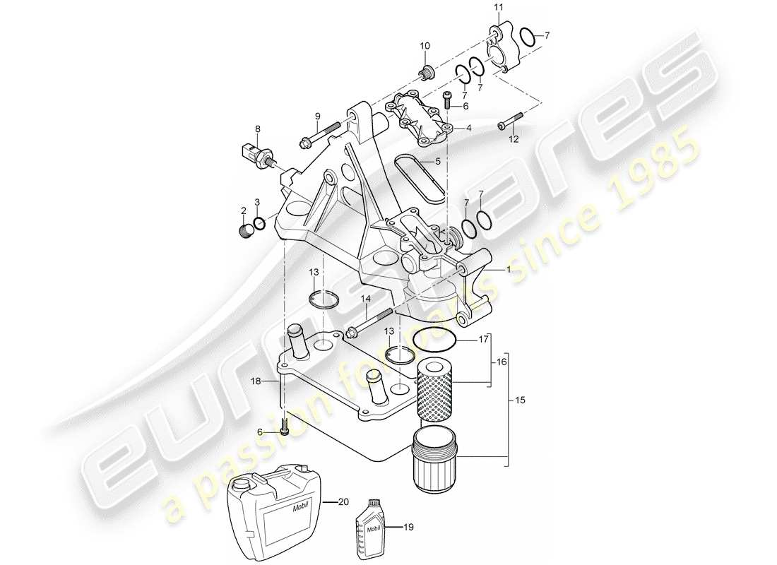 porsche cayenne (2005) oil filter part diagram