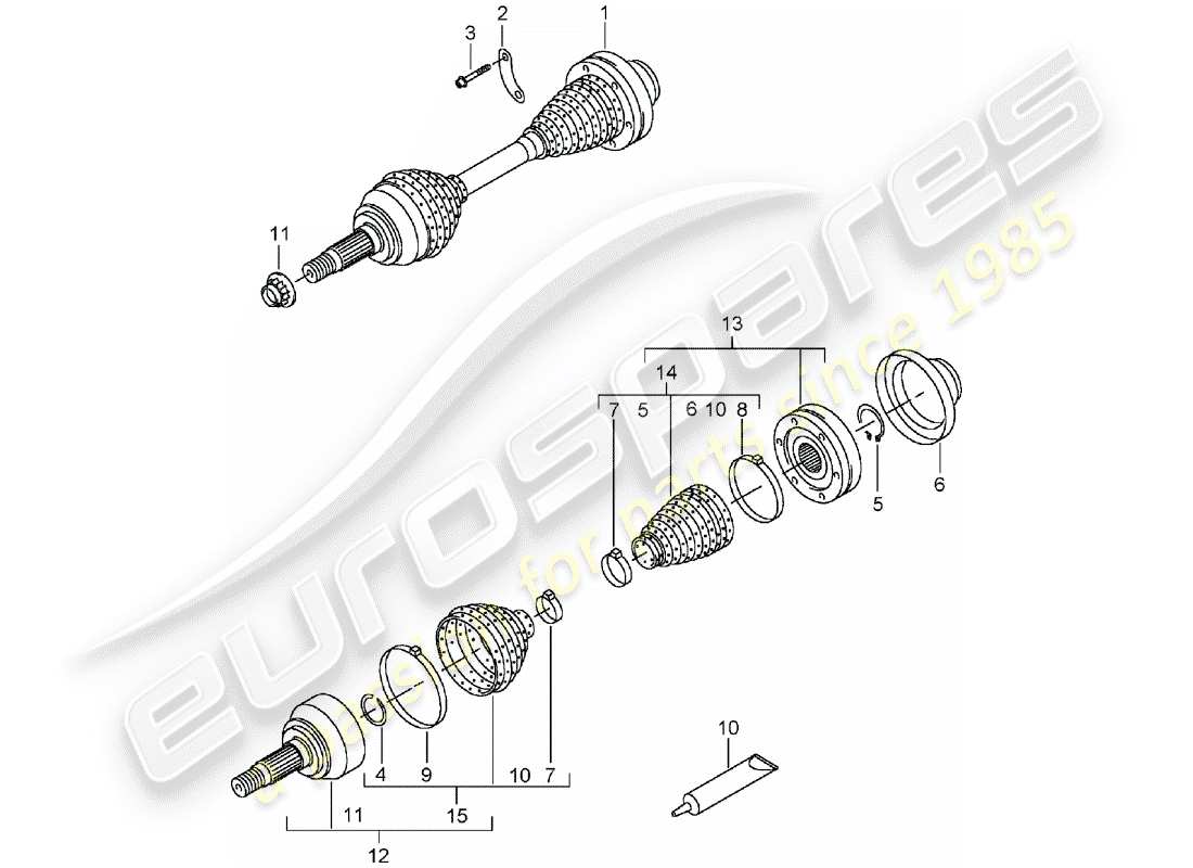 porsche cayenne (2005) drive shaft part diagram