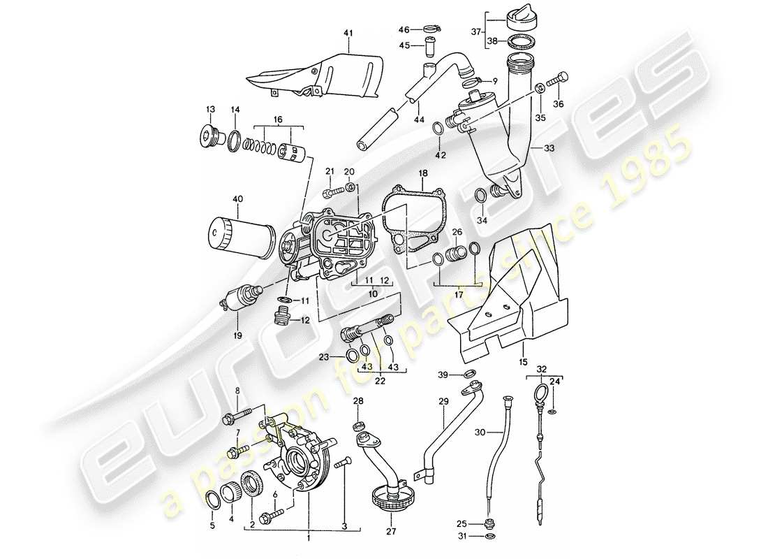 porsche 944 (1990) engine lubrication part diagram