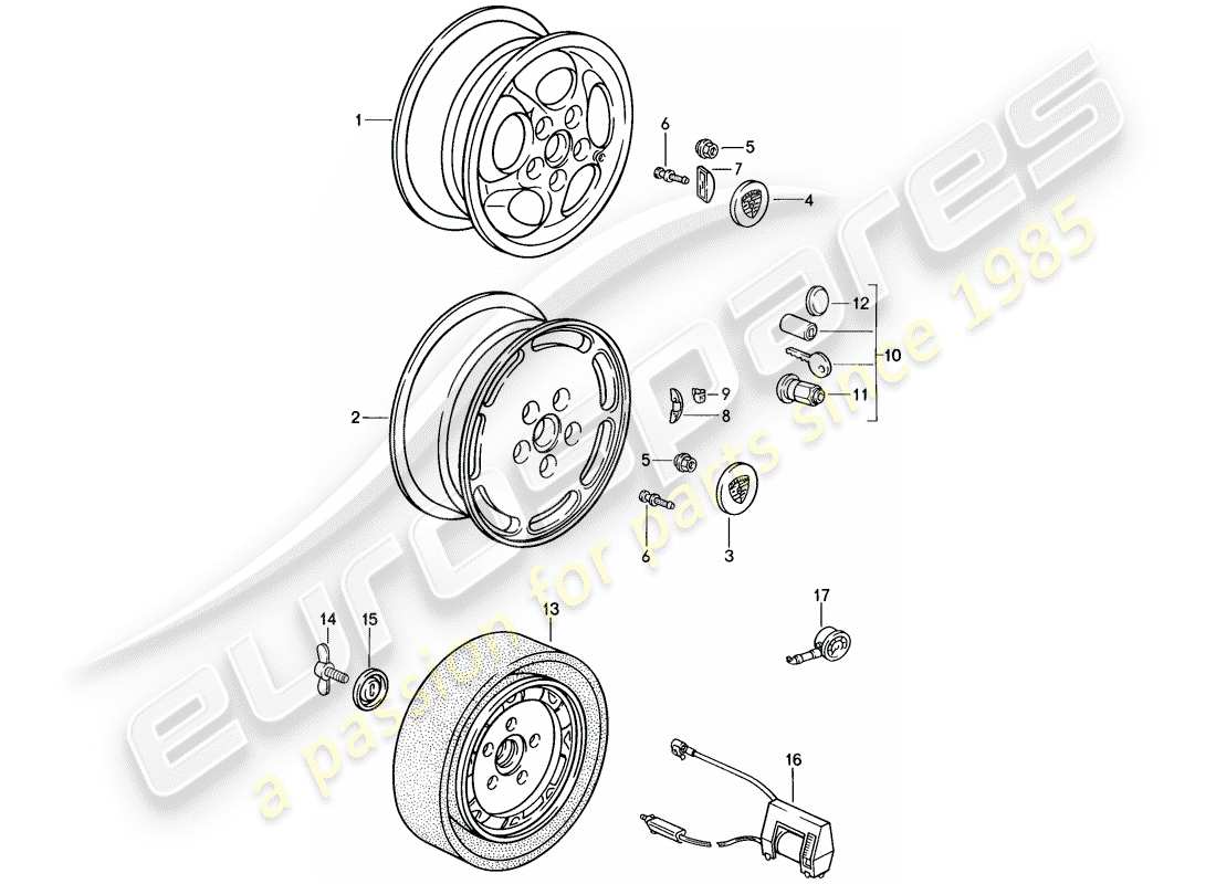 porsche 944 (1988) disc wheel - d - mj 1987>> part diagram