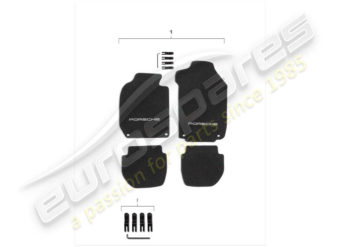 porsche 928 (1992) floor mat part diagram