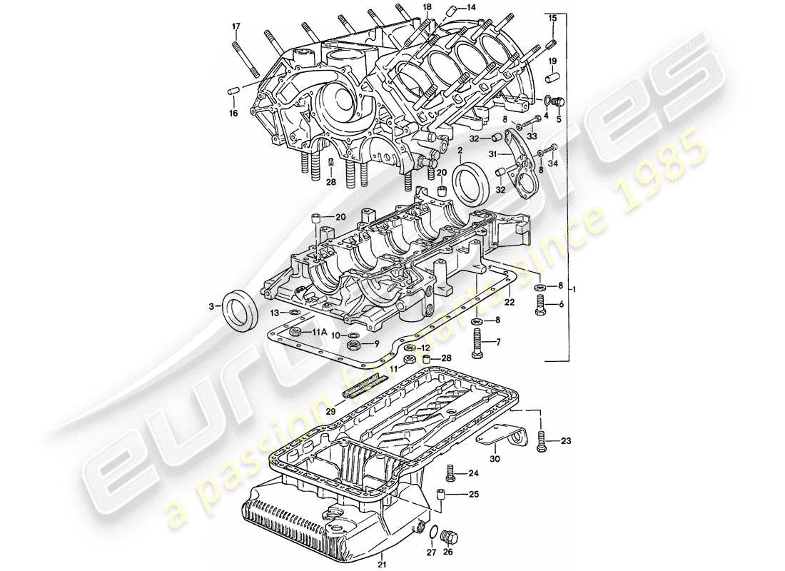 porsche 928 (1983) crankcase - repair set for maintenance - see illustration: part diagram