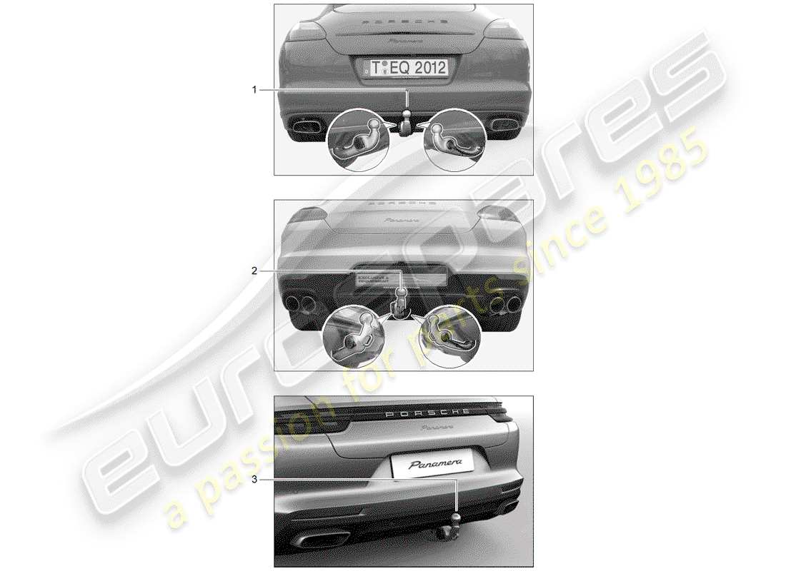 porsche tequipment panamera (2013) tow hitch part diagram