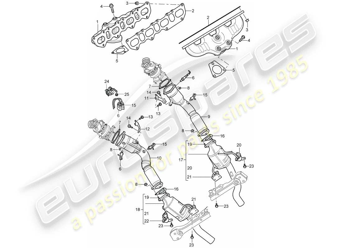 porsche cayenne (2006) exhaust system part diagram