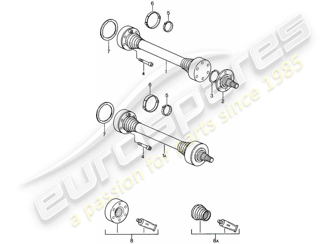 porsche 928 (1980) drive shaft part diagram