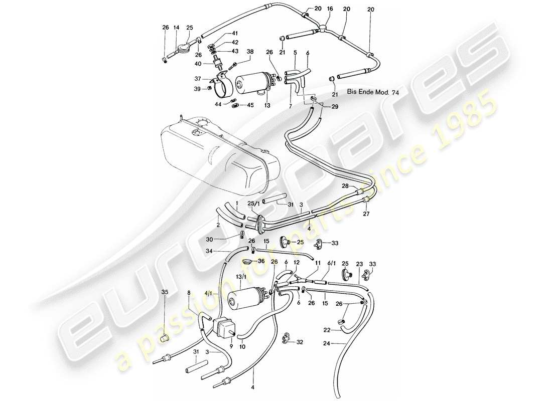 porsche 914 (1974) fuel line - d >> - mj 1974 part diagram