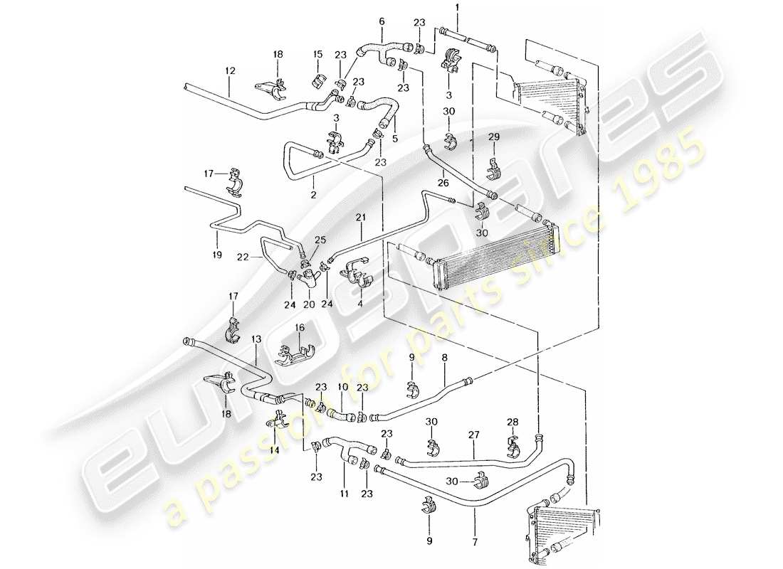 porsche 996 t/gt2 (2003) water cooling 2 part diagram