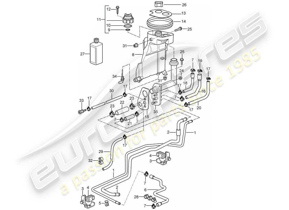 porsche boxster 986 (2004) water cooling part diagram