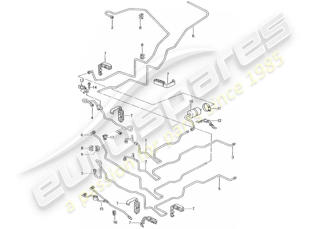 porsche boxster 986 (2004) fuel system part diagram