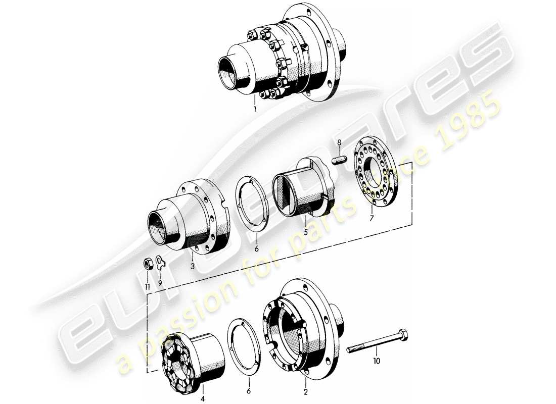 porsche 356b/356c (1962) limited slip differential part diagram