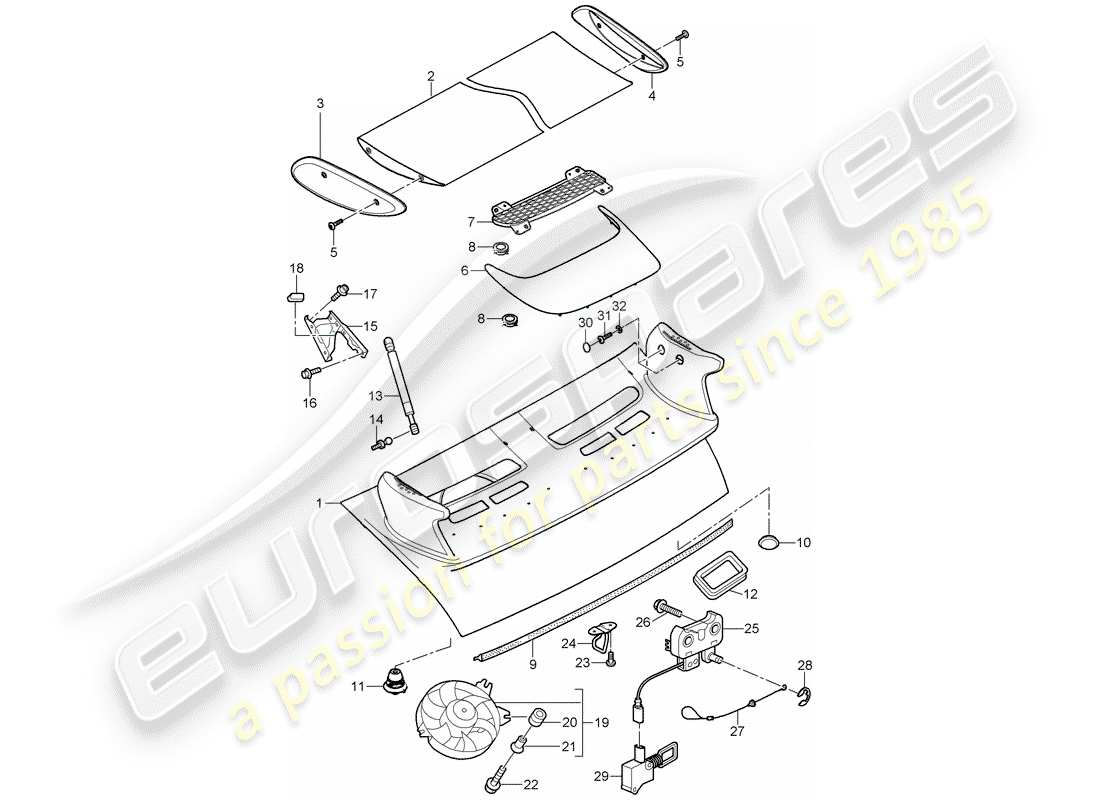 porsche 997 gt3 (2007) cover part diagram