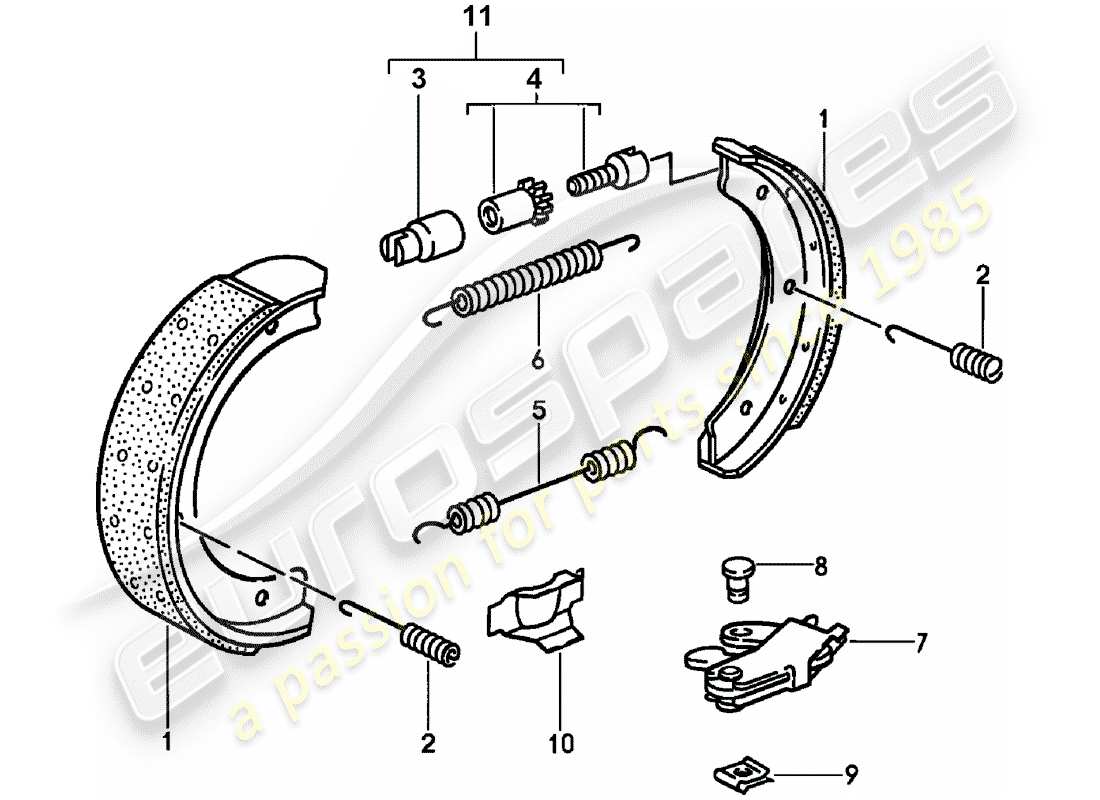 porsche 944 (1987) handbrake part diagram