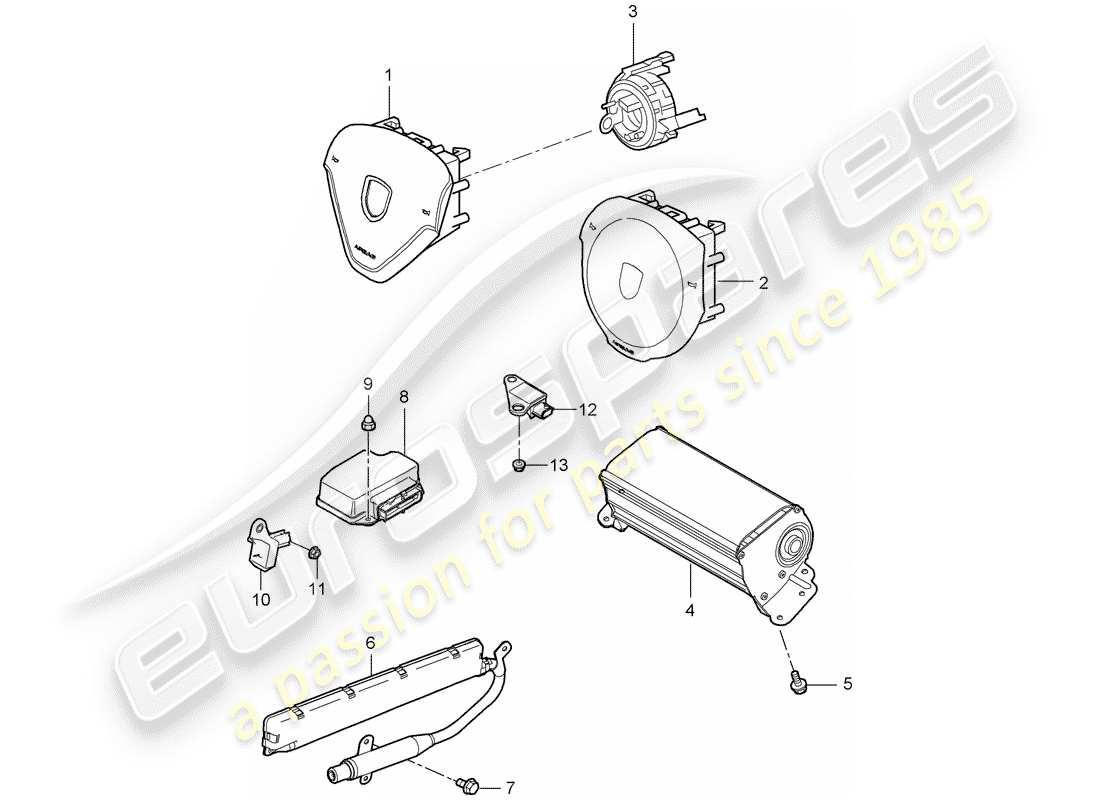 porsche 997 t/gt2 (2007) airbag part diagram