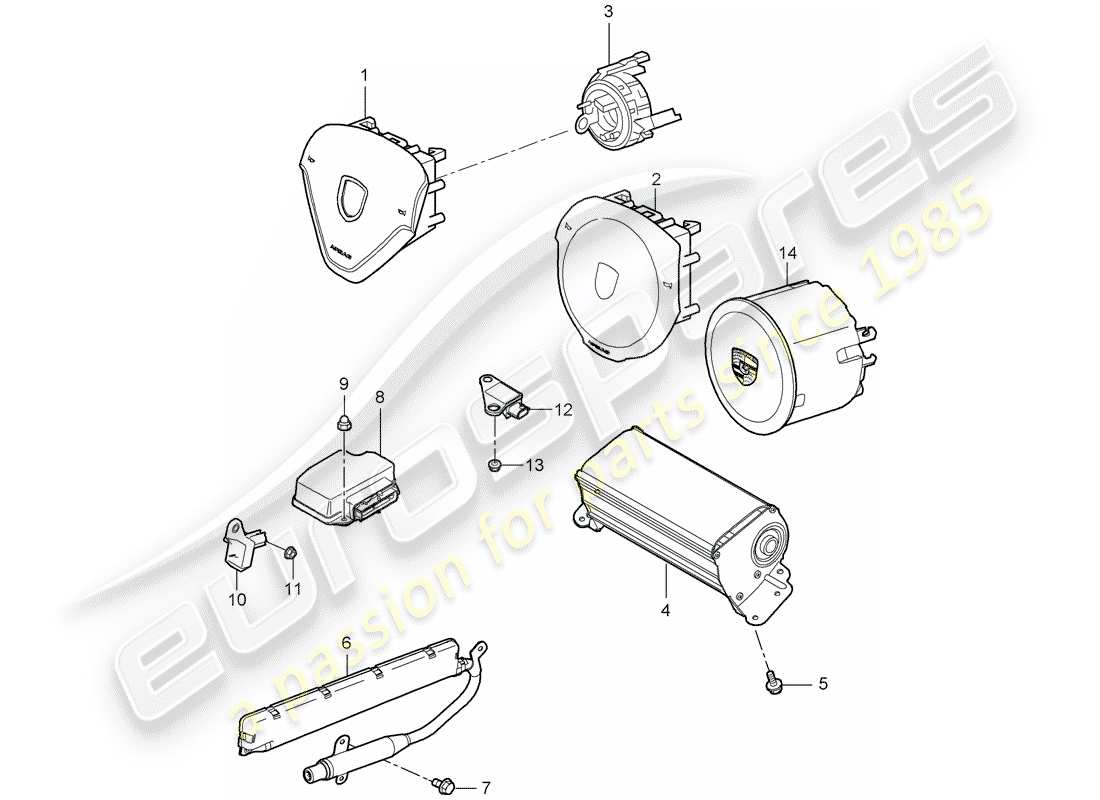 porsche 997 gen. 2 (2009) airbag part diagram