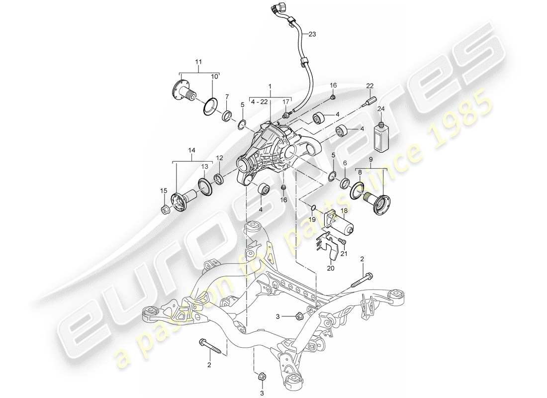 porsche cayenne (2004) rear axle differential part diagram